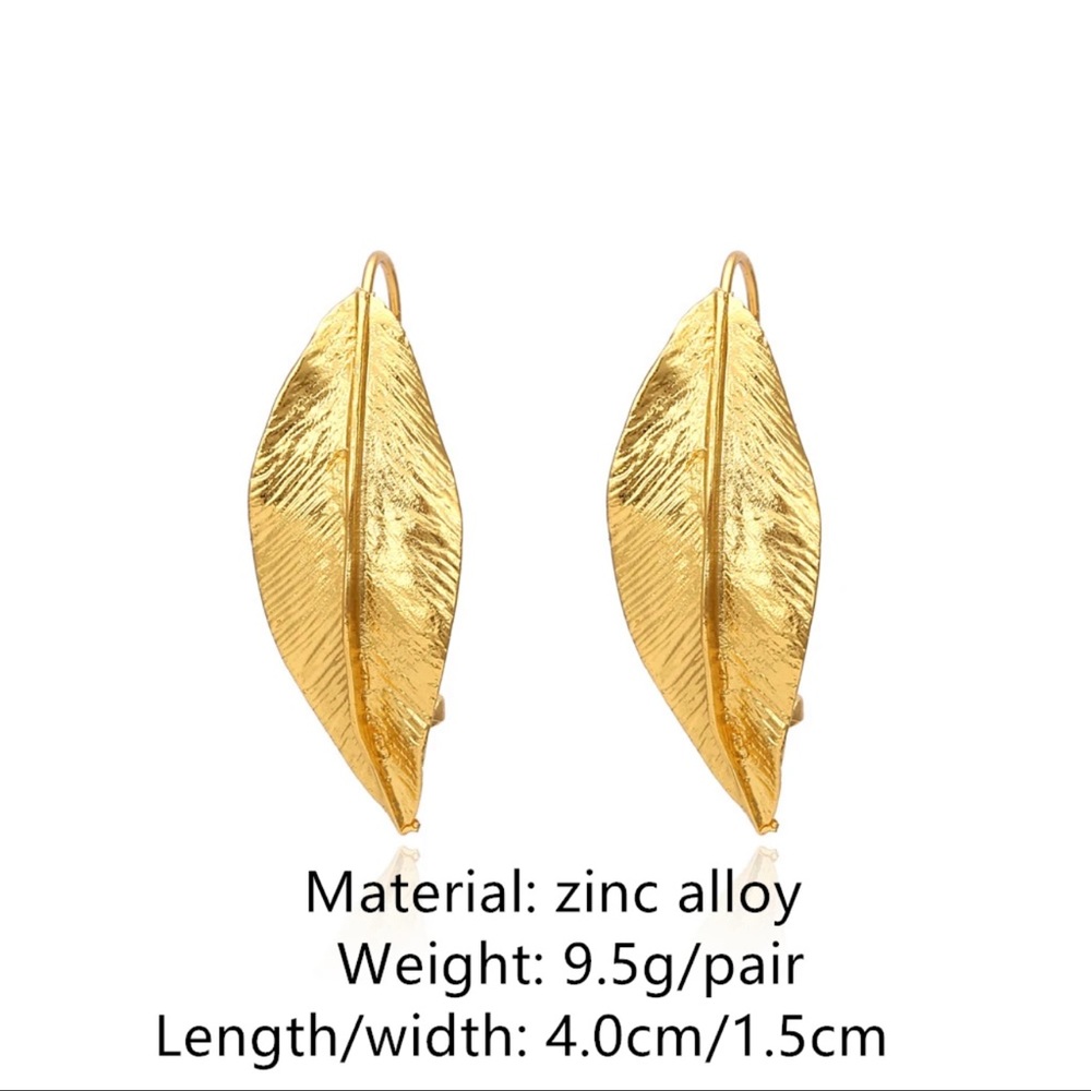 Gold Leaf Drop Earrings ✨ - Picture 5 of 5